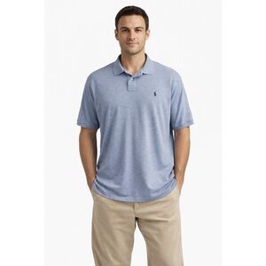 Polo Ralph Lauren Iconic Mesh Blue Heather‎ Short Sleeve Cotton Shirt
